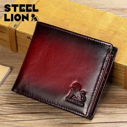 Steel Lion Men's Leather Bifold Wallet – RFID Anti-Theft Multi-Slot