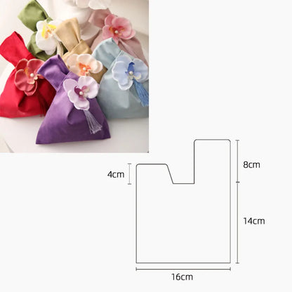 Velvet Flower Tassel Wrist Bag Chinese Style Jewelry Pouch