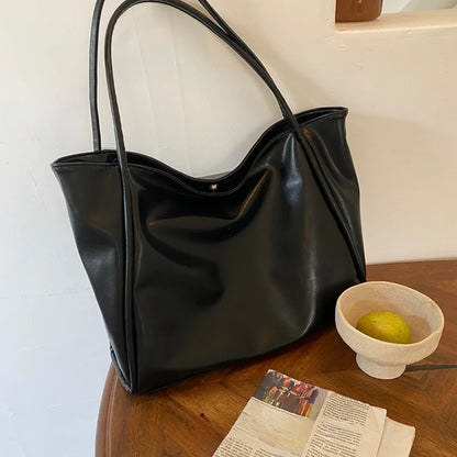 Large PU Leather Tote Bag – Soft Shoulder Bag for Women