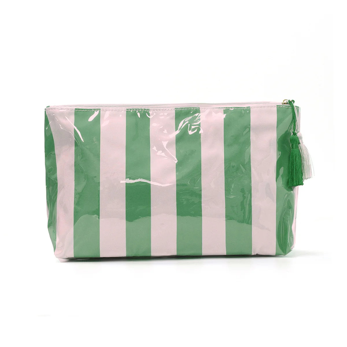 Cosmetic Bag – Large Striped Travel Makeup Pouch with Tassel