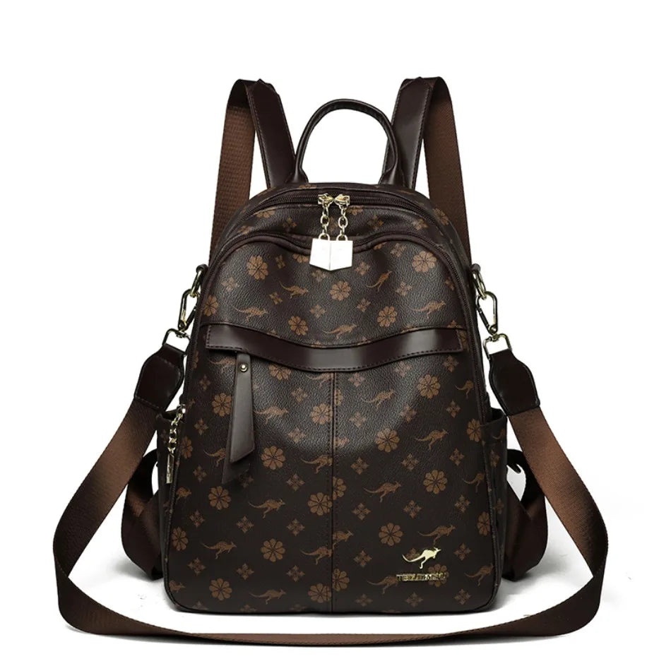 Leather Travel Backpack for Women – Large Capacity Luxury Shoulder Bag