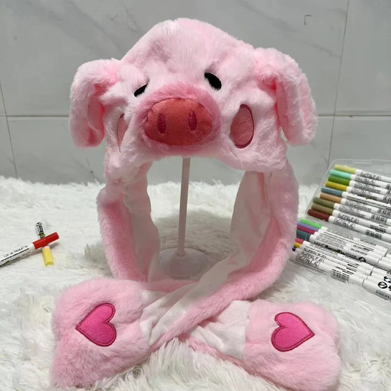 Cute Animal Ear Moving Plush Hat – Kids Cartoon Headband