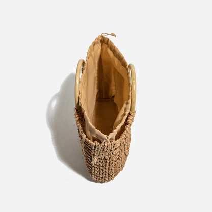 Rattan Woven Straw Bag for Women – Handmade Summer Crossbody Tote