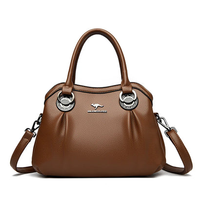 Soft PU Leather Handbag for Women – 3-Layer Shoulder & Crossbody Bag