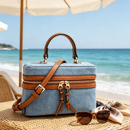 Denim Box Bag – Women's Luxury Crossbody Shoulder Handbag