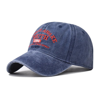 Vintage Baseball Cap – Letter Embroidery Washed Cotton Hat