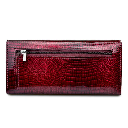 Alligator Embossed Genuine Leather Long Wallet for Women