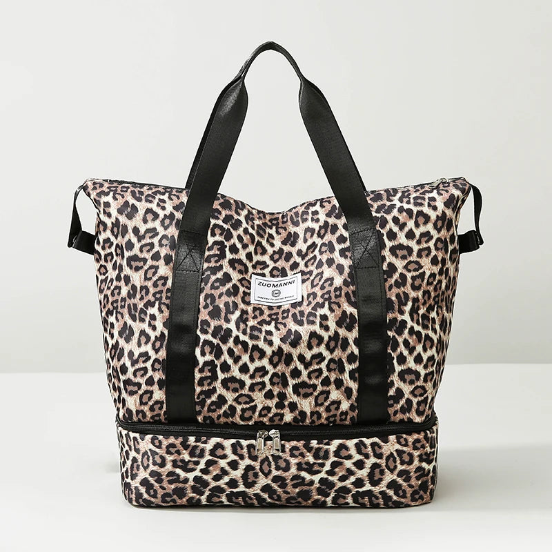 Fashionable Leopard Print Travel Duffels Bag Suitable Weekend Leisure Outings Yoga Fitness Sports