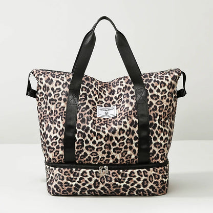 Fashionable Leopard Print Travel Duffels Bag Suitable Weekend Leisure Outings Yoga Fitness Sports