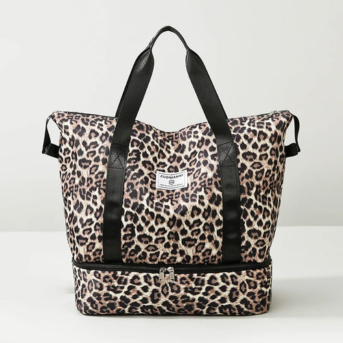 Fashionable Leopard Print Travel Duffels Bag Suitable Weekend Leisure Outings Yoga Fitness Sports