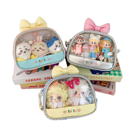 Itabag Transparent Crossbody Bag with Cute Bow & Doll Display Window
