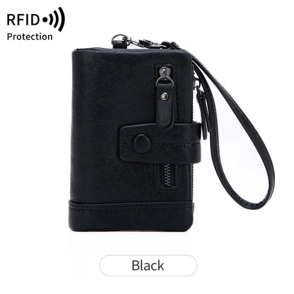 RFID Blocking Women's Short Wallet – Large Capacity with Wristlet