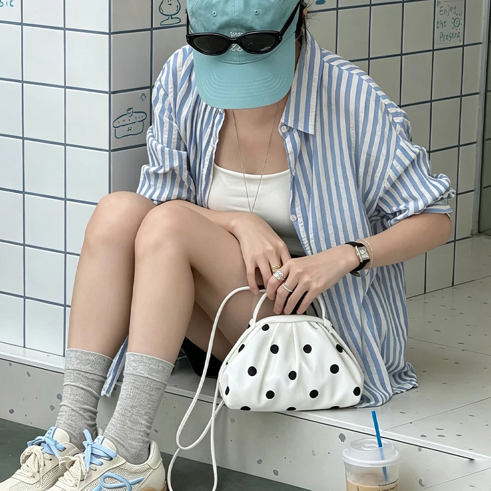 Polka Dot Mini Crossbody Bag – Cute Cloud Clutch Purse