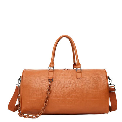 Crocodile Pattern PU Leather Travel Duffle Bag for Women
