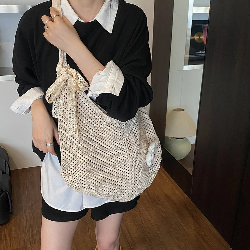 Crochet Tote Bag for Women – Large Knit Shoulder Bag