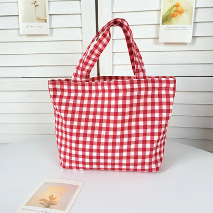 Women's Plaid Tote Bag – Small Retro Shoulder Purse Bento Handbag