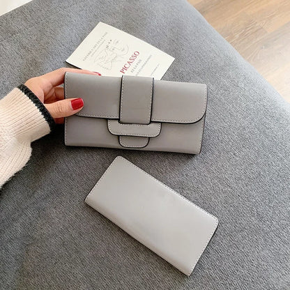 Women's Long Leather Wallet – Vintage Trifold Clutch Purse with Phone Pocket