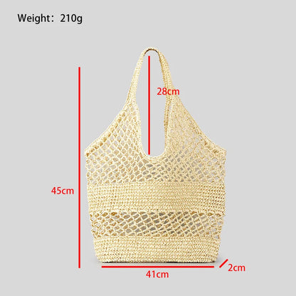 Casual Hollow Straw Women Shoulder Bags Paper Woven Lady Handbags Handmade Summer Beach Large Tote