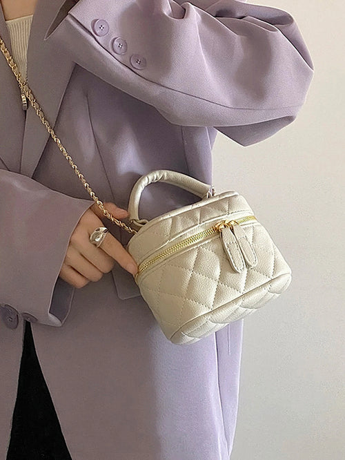 Quilted Crossbody Bag Women – Mini PU Leather Chain Shoulder Handbag