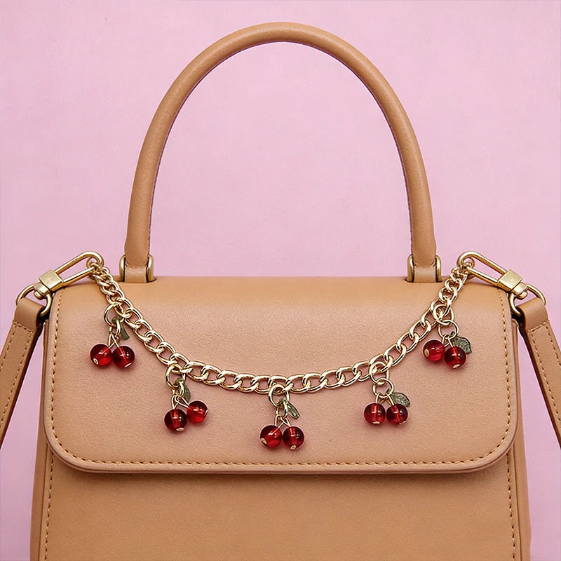 Zinc Alloy Cherry Pendant Bag Chain – Detachable Handbag Extension