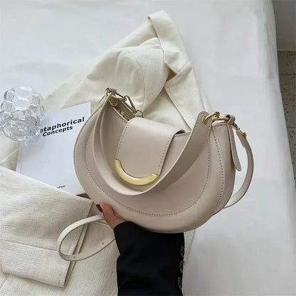 Leather Saddle Shoulder Bag – Designer Underarm Crossbody Purse for Women