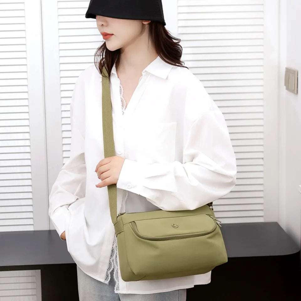 Waterproof Nylon Crossbody Bag – Lightweight Multi-Pocket Shoulder Bag