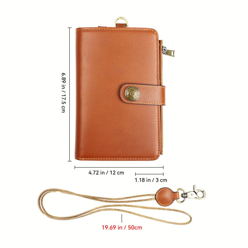 Leather Passport Holder Travel Document Wallet with Zipper