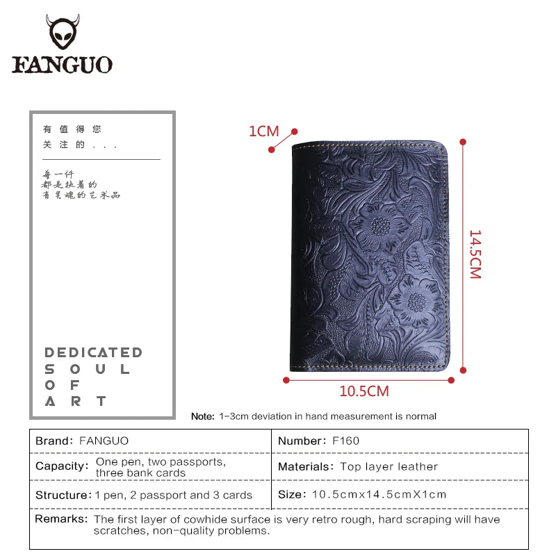 Genuine Leather Passport Holder Wallet – Embossed Travel Cover for Men & Women