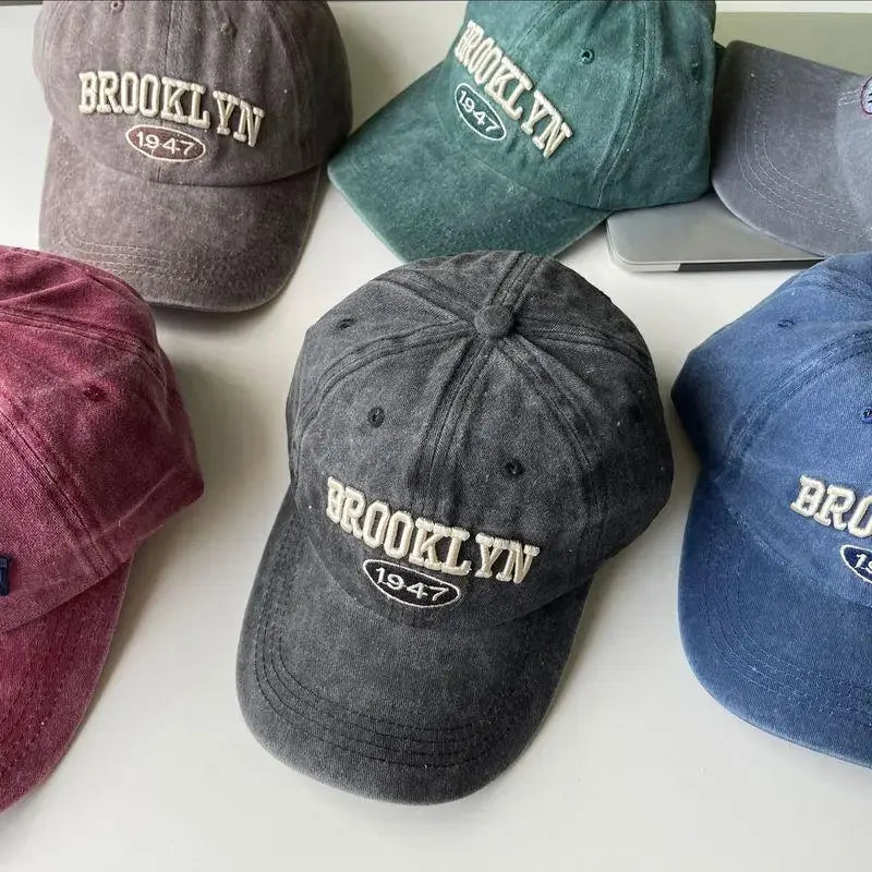 Retro Embroidered Baseball Cap – Washed Cotton Snapback Hat