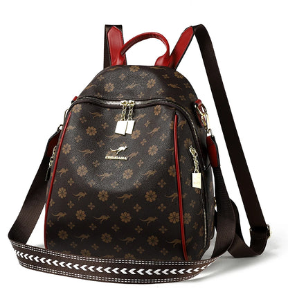 Designer Print Leather Backpack for Women – Large Capacity