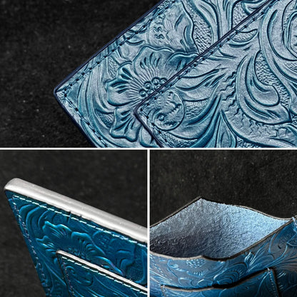 Genuine Leather Passport Holder – Floral Embossed Travel Wallet