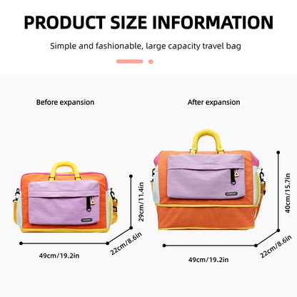 Expandable Travel Duffle Bag – Color Block Weekend Overnight Bag