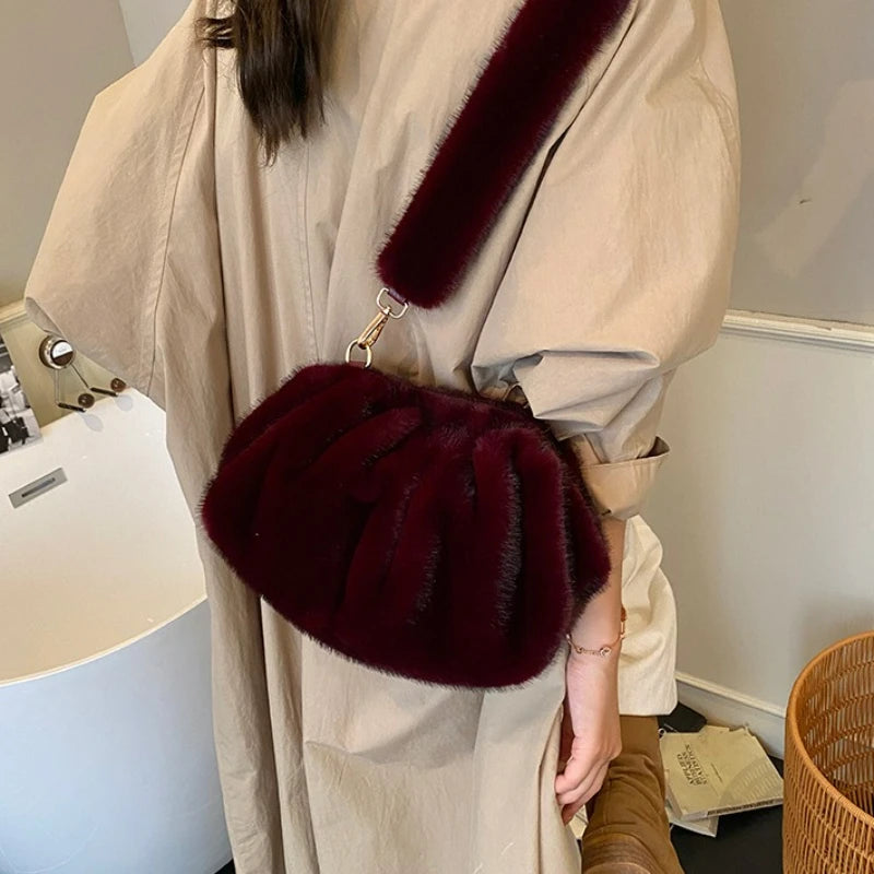 Fluffy Faux Fur Cloud Crossbody Bag for Women