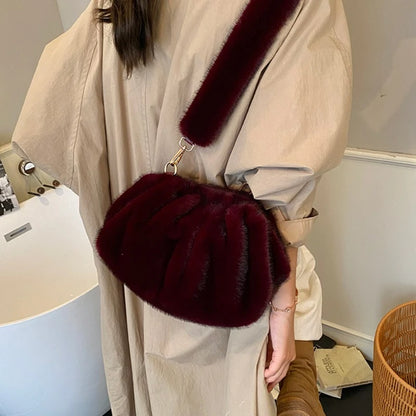 Fluffy Faux Fur Cloud Crossbody Bag for Women