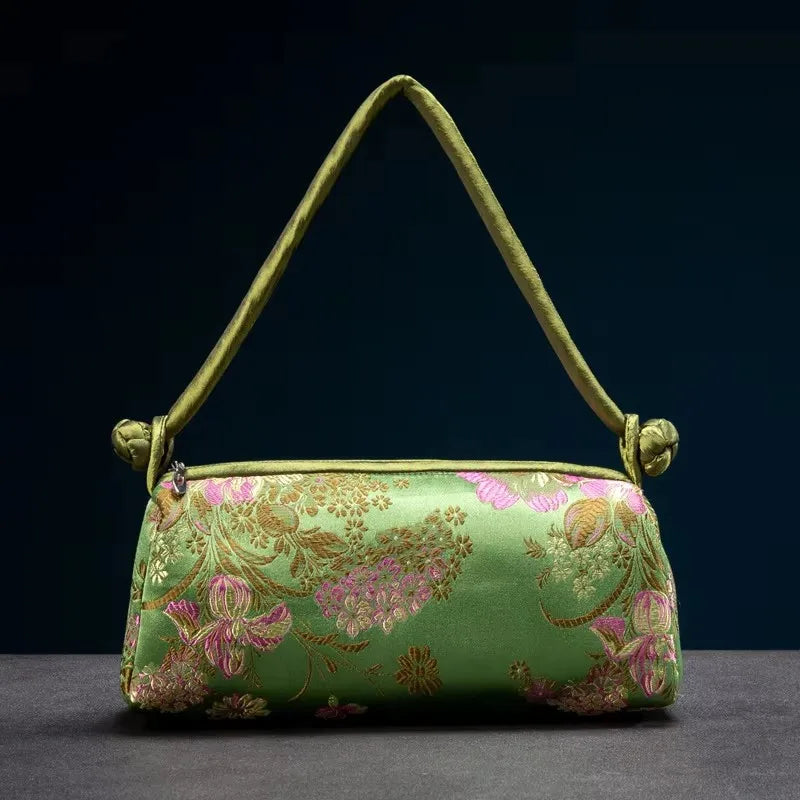 Embroidered Silk Shoulder Bag – Floral Cheongsam Purse