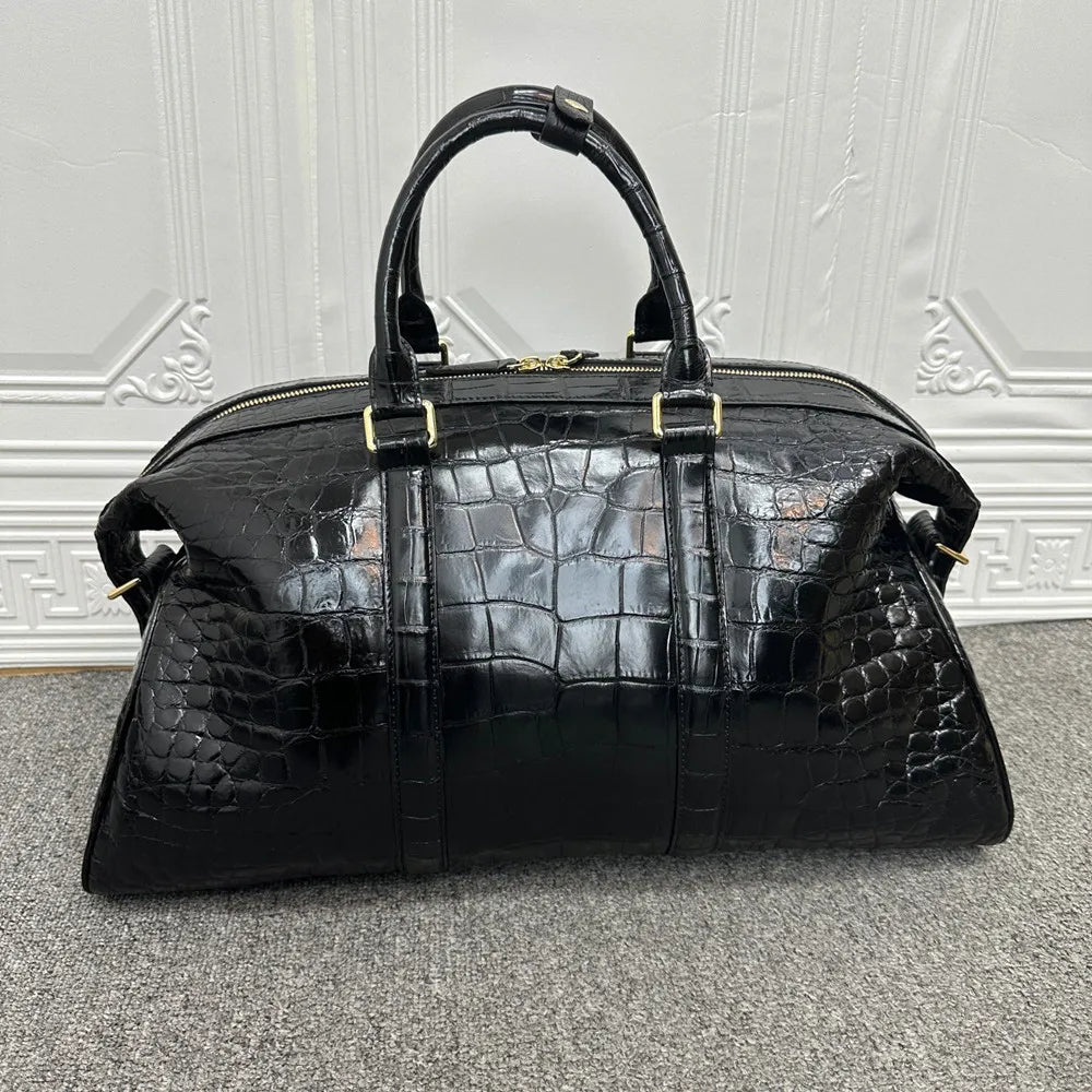 Crocodile Leather Duffle Bag – Luxury Unisex Weekend Travel Bag