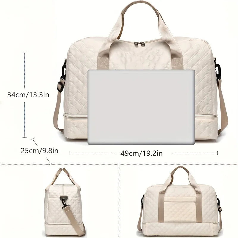 Large Capacity Nylon Travel Duffel Bag with Shoe Compartment