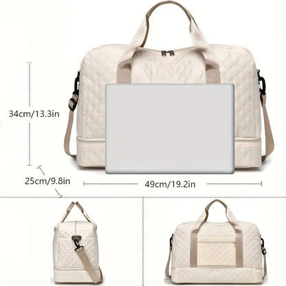 Large Capacity Nylon Travel Duffel Bag with Shoe Compartment
