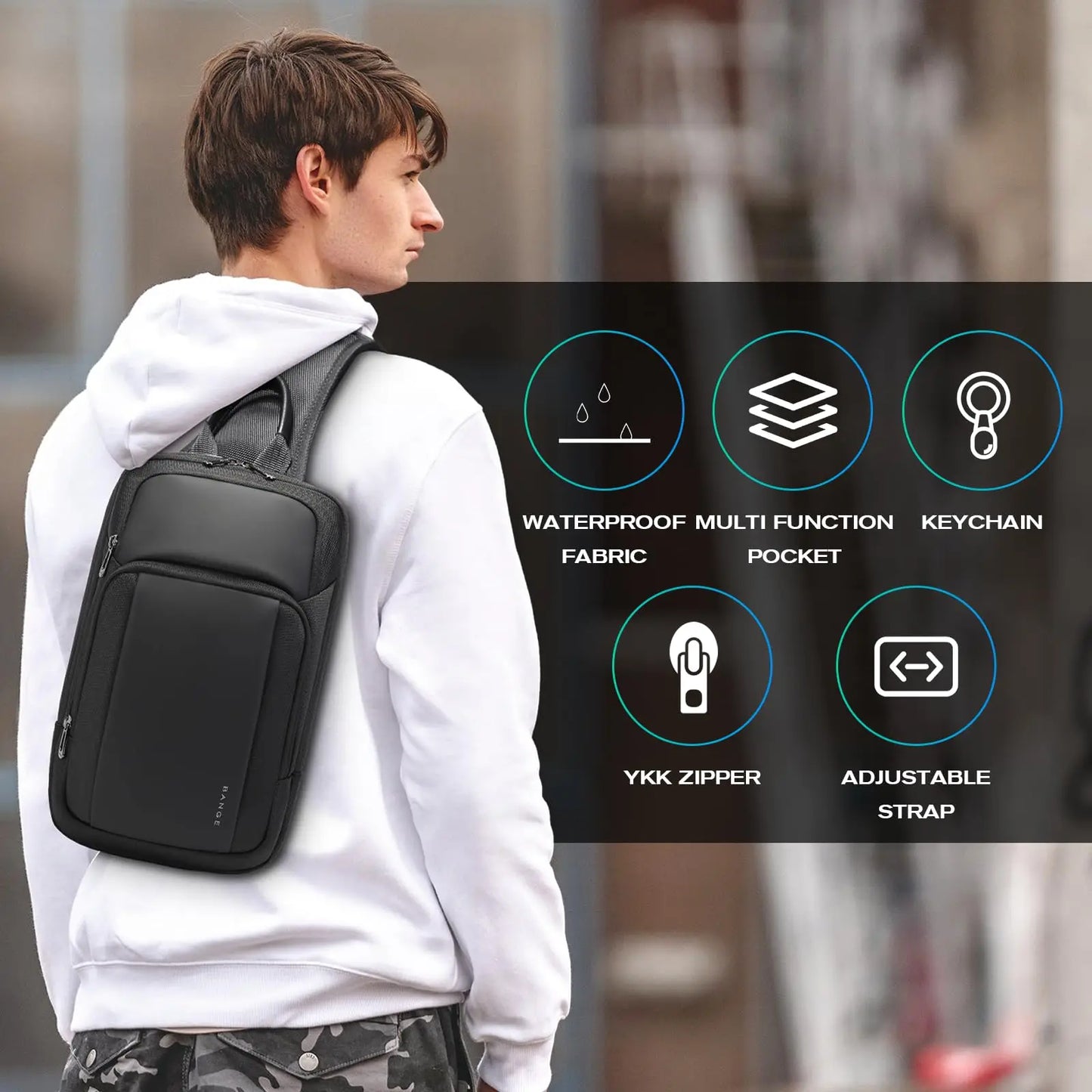 Bange Anti-Theft Sling Bag – Waterproof Crossbody Chest Bag for Men