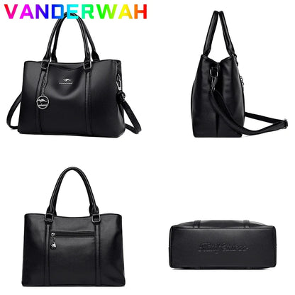 Women's Leather Tote Bag – Large Capacity Shoulder & Crossbody Handbag