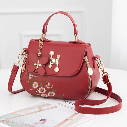 Embroidered Floral Crossbody Handbag for Women – PU Leather Shoulder Bag