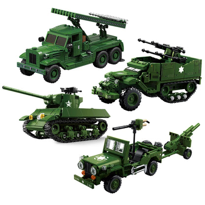 WWII M16 Half-Track Anti-Aircraft Building Blocks Set