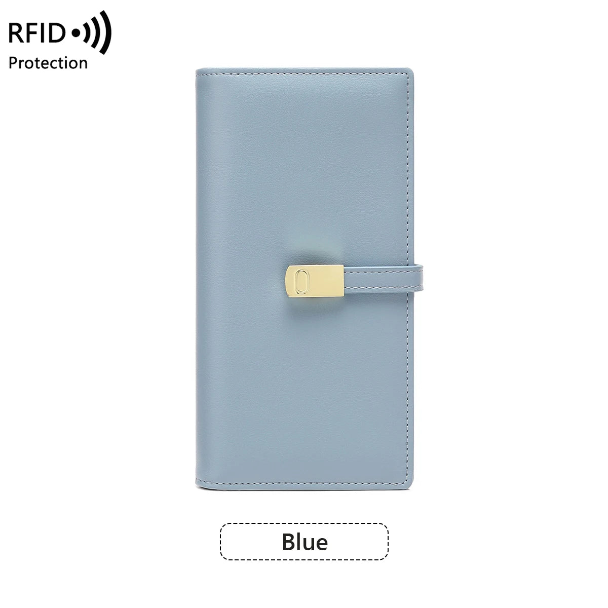RFID Blocking Ultra-Thin Long Wallet for Women – PU Leather Double Fold Card Clip