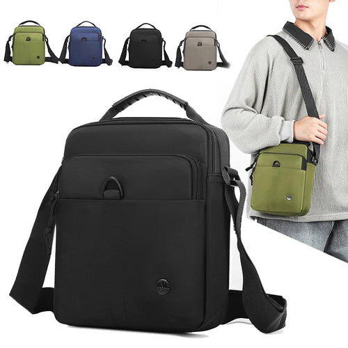 Men's Small Oxford Crossbody Bag with Top Handle & Zipper