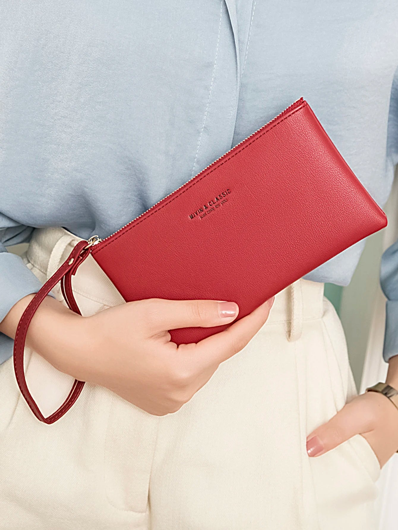 Long Zipper Clutch Wallet for Women – PU Leather Wristlet
