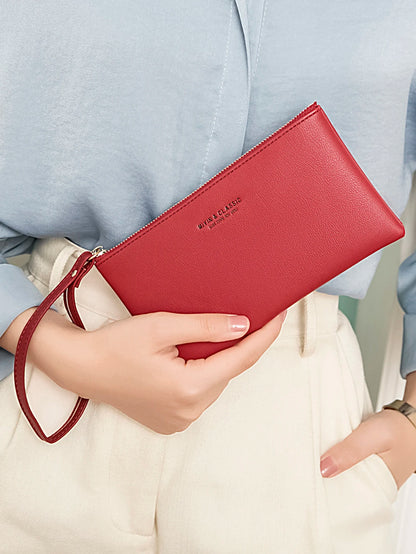 Long Zipper Clutch Wallet for Women – PU Leather Wristlet