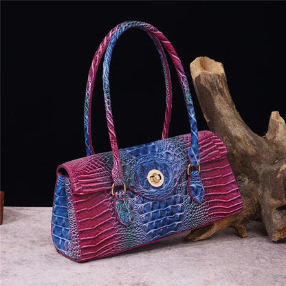 Crocodile Pattern PU Leather Shoulder Handbag for Women