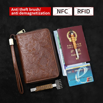 RFID Blocking Leather Passport Wallet & Card Holder