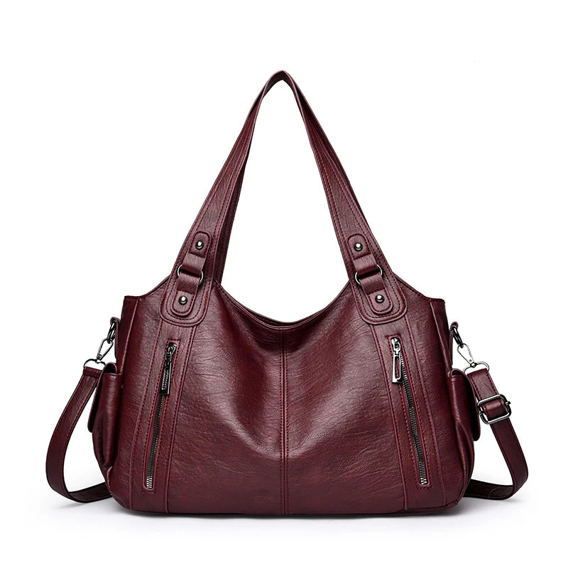Large Capacity Leather Tote Crossbody Bag for Women