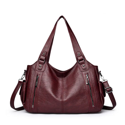 Large Capacity Leather Tote Crossbody Bag for Women